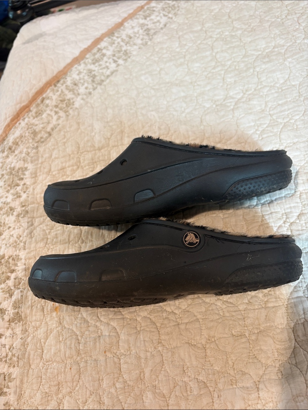 CROCS Black Faux-Fur Lined Slip-On Clog - Picture 2 of 4